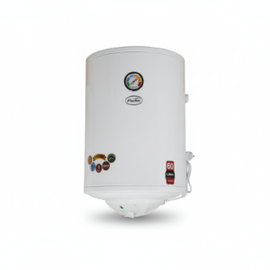 installing a geyser on the bathroom wall using safety tools with plumbing and electrical connections.