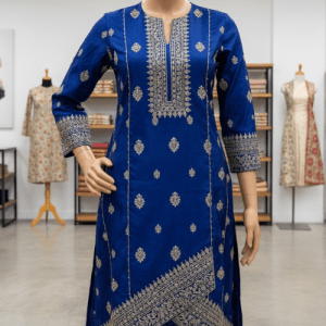 Tailor taking measurements for a padded kurti — custom stitched kurti with perfect fitting and doorstep delivery.